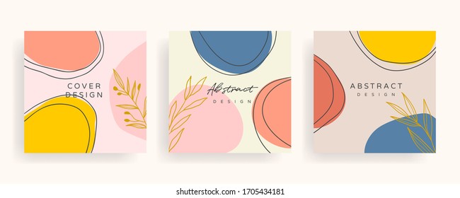 Social media banner template. Editable mockup for stories, post, blog, sale and  promotion. Abstract earth tone coloured shapes, line arts background design for personal, fashion and beauty blogger.