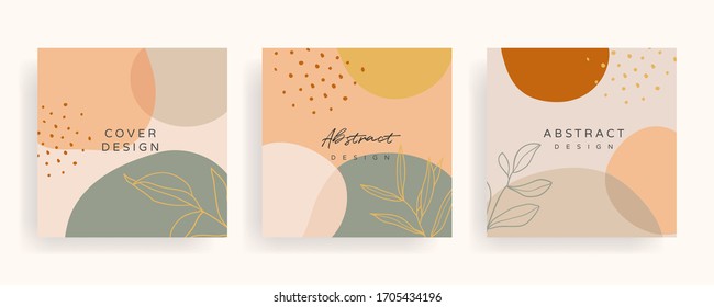 Social media banner template. Editable mockup for stories, post, blog, sale and  promotion. Abstract earth tone coloured shapes, line arts background design for personal, fashion and beauty blogger.