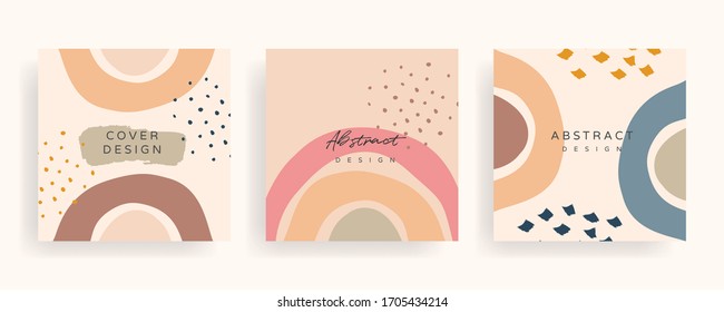 Social media banner template. Editable mockup for stories, post, blog, sale and  promotion. Abstract earth tone coloured shapes, line arts background design for personal, fashion and beauty blogger.