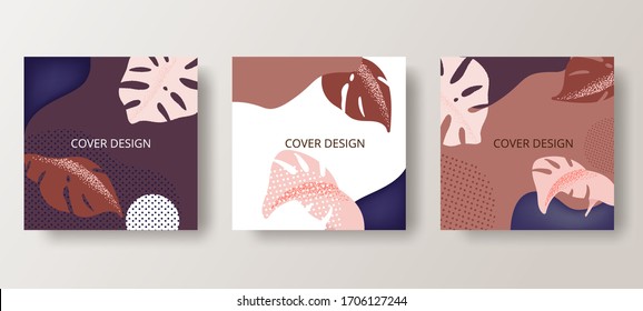 Social media banner template. Editable mockup for stories, post, blog, sale and  promotion. Abstract earth tone coloured shapes, line arts background design for personal, fashion and beauty blogger.