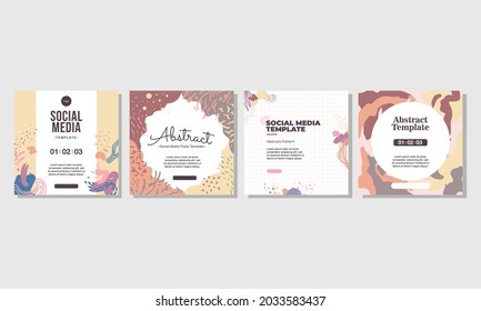 Social media banner template. Editable mockup for stories, post, blog, sale and promotion. Abstract earth tone coloured shapes, line arts background design for personal, fashion and beauty blogger.
