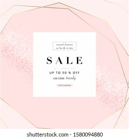 Social media banner template for fashion 
 or beauty industry advertising new arrivals collection or seasonal sales promotion. trendy hand drawn background textures with floral botanic  elements