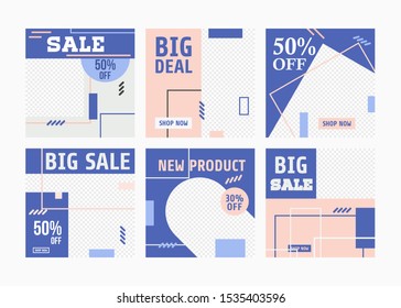 Social media Banner Template, Flash sale, Discount template. Modern promotion square web banner for social media mobile apps. Editable mockup with modern abstract shape. Digital banner and poster.