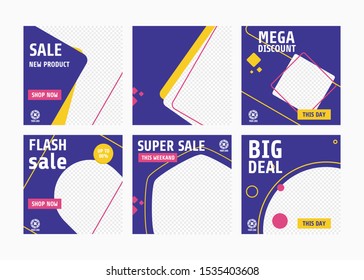 Social media Banner Template, Flash sale, Discount template. Modern promotion square web banner for social media mobile apps. Editable mockup with modern abstract shape. Digital banner and poster.