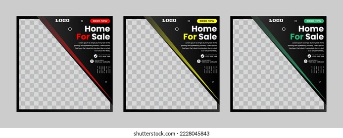 Social media banner template, flat and minimal square banner. Suitable for home sales social media posts furniture sales Instagram posts and web internet ads.