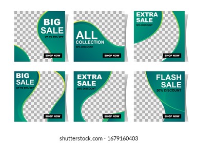 social media banner template. layout for digital marketing. abstract green color gradient. eps 10
