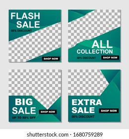 social media banner template. layout for digital marketing. abstract green color gradient. eps 10