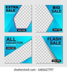 social media banner template. layout for digital marketing. abstract blue color gradient. eps 10