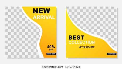 social media banner template. layout for digital marketing. abstract design with yellow gradient. vector illustration