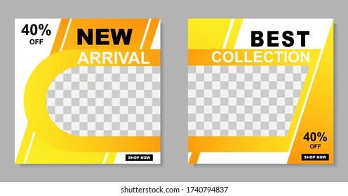 plantilla de banner de medios sociales. diseño para marketing digital. diseño abstracto con gradiente amarillo. ilustración vectorial