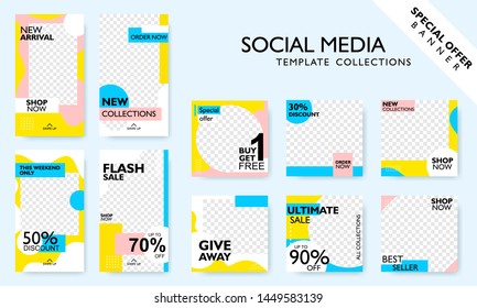 Social media banner template for promotion. Special offer layout frame for story and poster. Editable mockup for mobile apps with modern abstract shape. For shop owner, entrepreneurs, and others