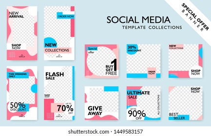Social media banner template for promotion. Special offer layout frame for story and poster. Editable mockup for mobile apps with modern abstract shape. For shop owner, entrepreneurs, and others