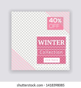 Social Media banner Template. Sale & Fashion Concept Design. Anyone can use This Design Easily. Promotional web banner for social media. Elegant sale and discount promo - Vector.