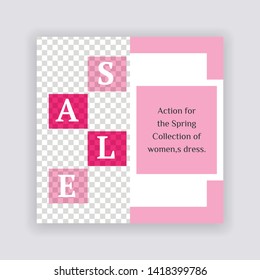 Social Media banner Template. Sale & Fashion Concept Design. Anyone can use This Design Easily. Promotional web banner for social media. Elegant sale and discount promo - Vector.