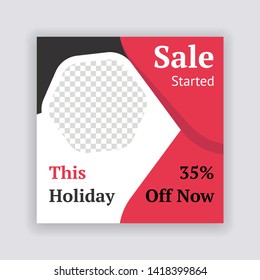 Social Media banner Template. Sale & Fashion Concept Design. Anyone can use This Design Easily. Promotional web banner for social media. Elegant sale and discount promo - Vector.