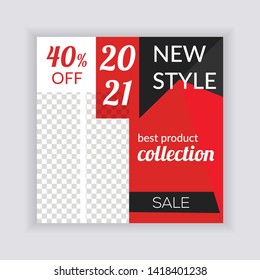 Social Media banner Template. Sale & Fashion Concept Design. Anyone can use This Design Easily. Promotional web banner for social media. Elegant sale and discount promo - Vector.