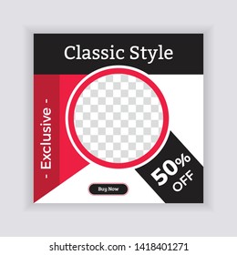 Social Media banner Template. Sale & Fashion Concept Design. Anyone can use This Design Easily. Promotional web banner for social media. Elegant sale and discount promo - Vector.