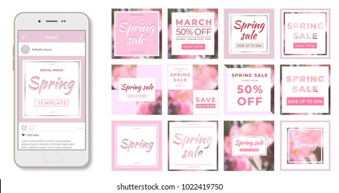 Social Media Banner Template. Spring Sale. Use It To Advertise In Social Networks To Promote Your Product. Minimalistic Abstract Design.