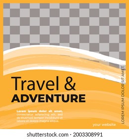 social media banner template. Suitable for social media posts and web internet ads. Vector illustration with photo collage Web banner, flyer, or poster for traveling agency business offer promotion.
