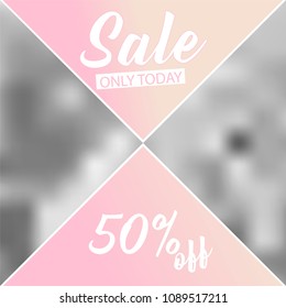 Social media banner template for your blog or business.  Cute pastel pink design for photo. Vector flat