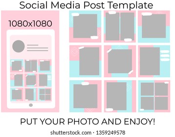 Social media banner template for your blog or business. Beautiful designs for photo. Vector illustration.