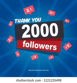 Social media banner with thank you for 2000 followers