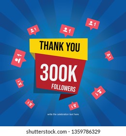 Social media banner with thank you for 300K followers - Vector