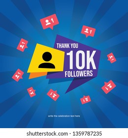 Social media banner with thank you for 10K followers - Vector
