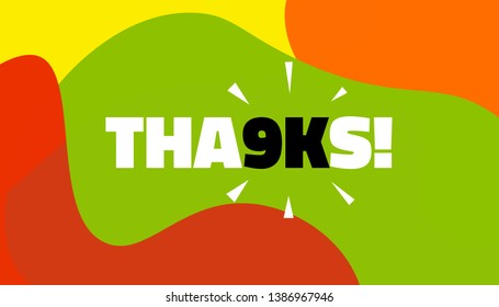 Social media banner with thanks 9K followers achievement. Thank you for 9000 thousand subscribers decoration post template. Greeting card for social networks. Vector illustration colored background