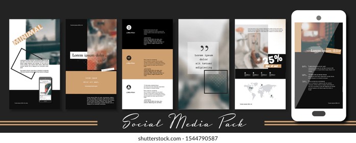 	
Social media banner. Vector cover. Layout for promotion. Design backgrounds web pack. Mockup for personal gold blog, luxury shop. Set of stories and post frame templates. style story bundle smm. a4