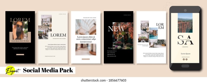 Social media banner. Vector cover. Layout for promotion. Design backgrounds web pack. Mockup for personal gold blog, luxury shop. Set of stories, sale post frame templates. style story bundle smm. a4