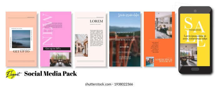 Social media banner. Vector cover. Layout for promotion. Design backgrounds web pack. Mockup for personal gold blog, luxury shop. Set of stories, sale post frame templates. style story bundle smm. a4