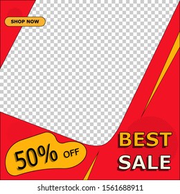 Social media banner. Vector post template sale promotion. Best sale discount 50% off