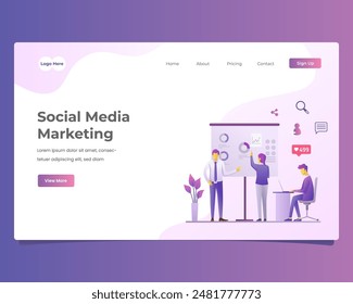 A social media banner with a violet background, transitioning from deep plum to soft lavender, creates an elegant and captivating visual, effectively drawing attention and boosting brand recognition.