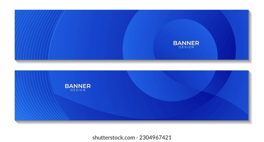 social media banners with abstract  blue wave gradient background for business