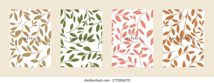 Social media banners, a beautiful leaf, and flower set of social media post templates with minimal abstract organic shapes composition can be used also card, cover, Vector illustration.