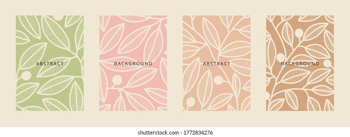 Social media banners, a beautiful leaf, and flower set of social media post templates with minimal abstract organic shapes composition can be used also card, cover, Vector illustration.