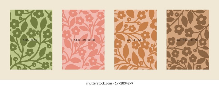 Social media banners, a beautiful leaf, and flower set of social media post templates with minimal abstract organic shapes composition can be used also card, cover, Vector illustration.