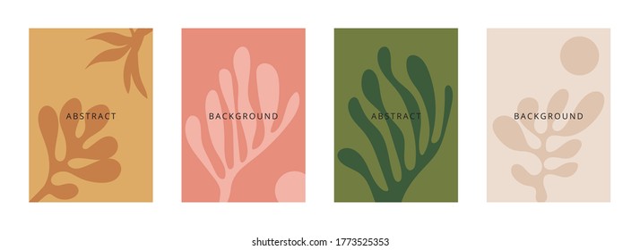 Social media banners, a beautiful leaf, and flower set of social media post templates with minimal abstract organic shapes composition can be used also card, cover, Vector illustration.