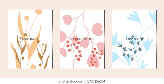 Social media banners, a beautiful leaf, and flower set of social media post templates with minimal abstract organic shapes composition can be used also card, cover, Vector illustration.