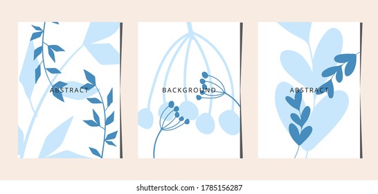 Social media banners, a beautiful leaf, and flower set of social media post templates with minimal abstract organic shapes composition can be used also card, cover, Vector illustration.