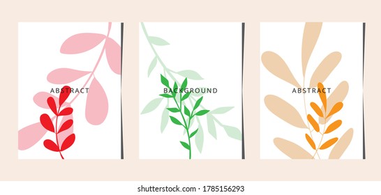 Social media banners, a beautiful leaf, and flower set of social media post templates with minimal abstract organic shapes composition can be used also card, cover, Vector illustration.