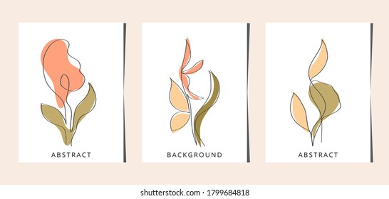 Social media banners, a beautiful leaf, and flower set of social media post templates with minimal abstract organic shapes composition can be used also card, cover, Vector illustration.