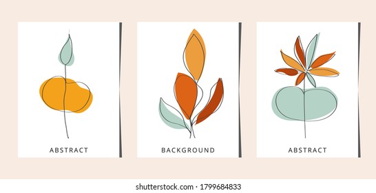 Social media banners, a beautiful leaf, and flower set of social media post templates with minimal abstract organic shapes composition can be used also card, cover, Vector illustration.