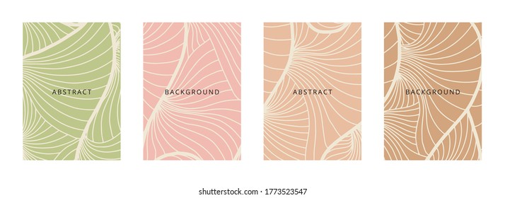 Social media banners, a beautiful line-art set of social media post templates with minimal abstract organic shapes, can be used also card, cover, Vector illustration.