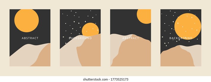 Social media banners, a beautiful night, and a desert set of social media post templates with minimal abstract organic shapes composition can be used also card, cover, Vector illustration.