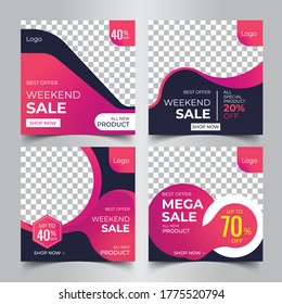 Social Media Banners for Digital Marketing Editable Post Template. weekend sale, Campaign offer, etc. -Vector