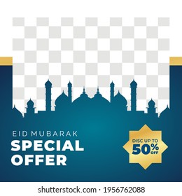 Social media banners for Eid Mubarak. Social media ads, Eid Mubarak celebration.
