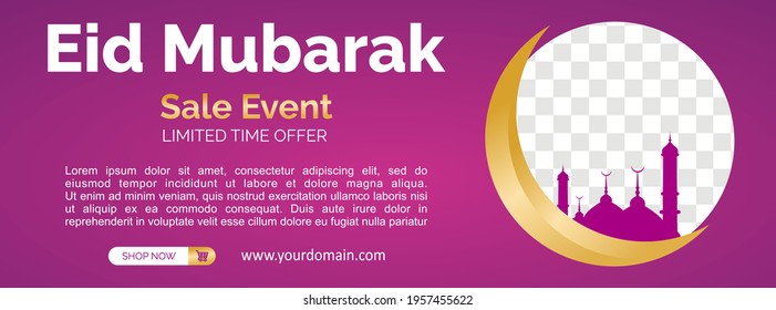 Social media banners for Eid Mubarak. Social media ads,  Banner of Eid Mubarak Sale, Eid Mubarak celebration.