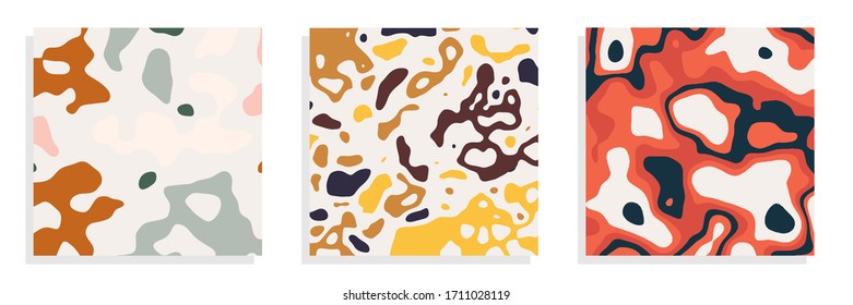 Social media banners with geometric artistic freehand abstract hand painting shapes, Vector illustration.